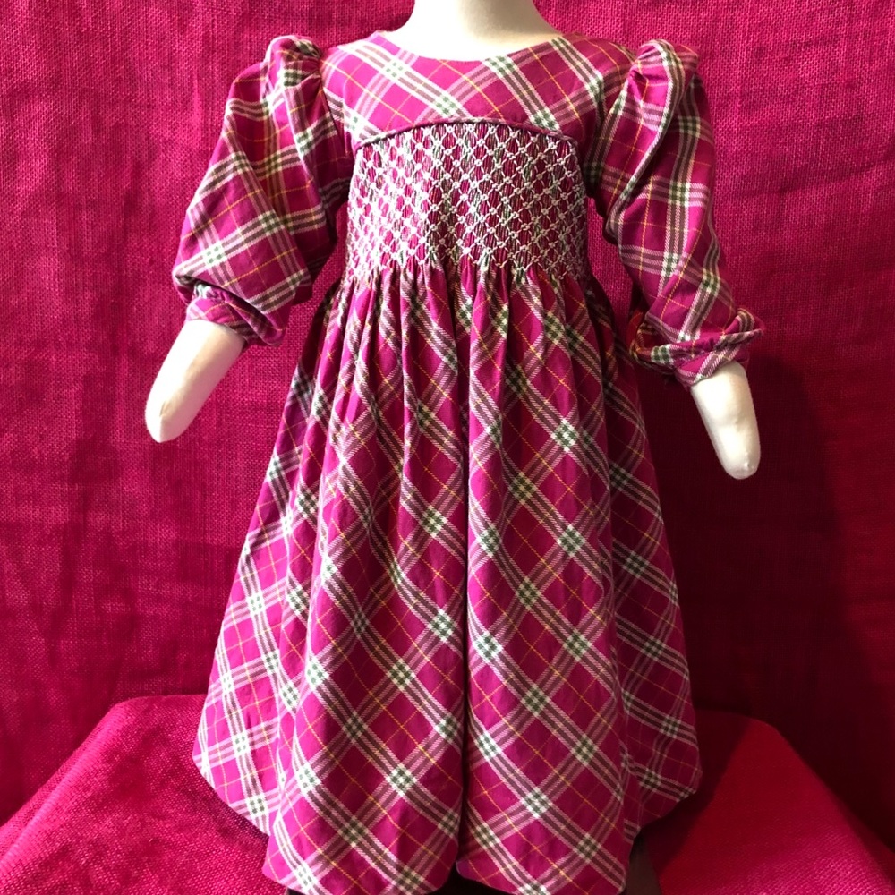 Strasburg Pink Plaid Smocked Dress -2